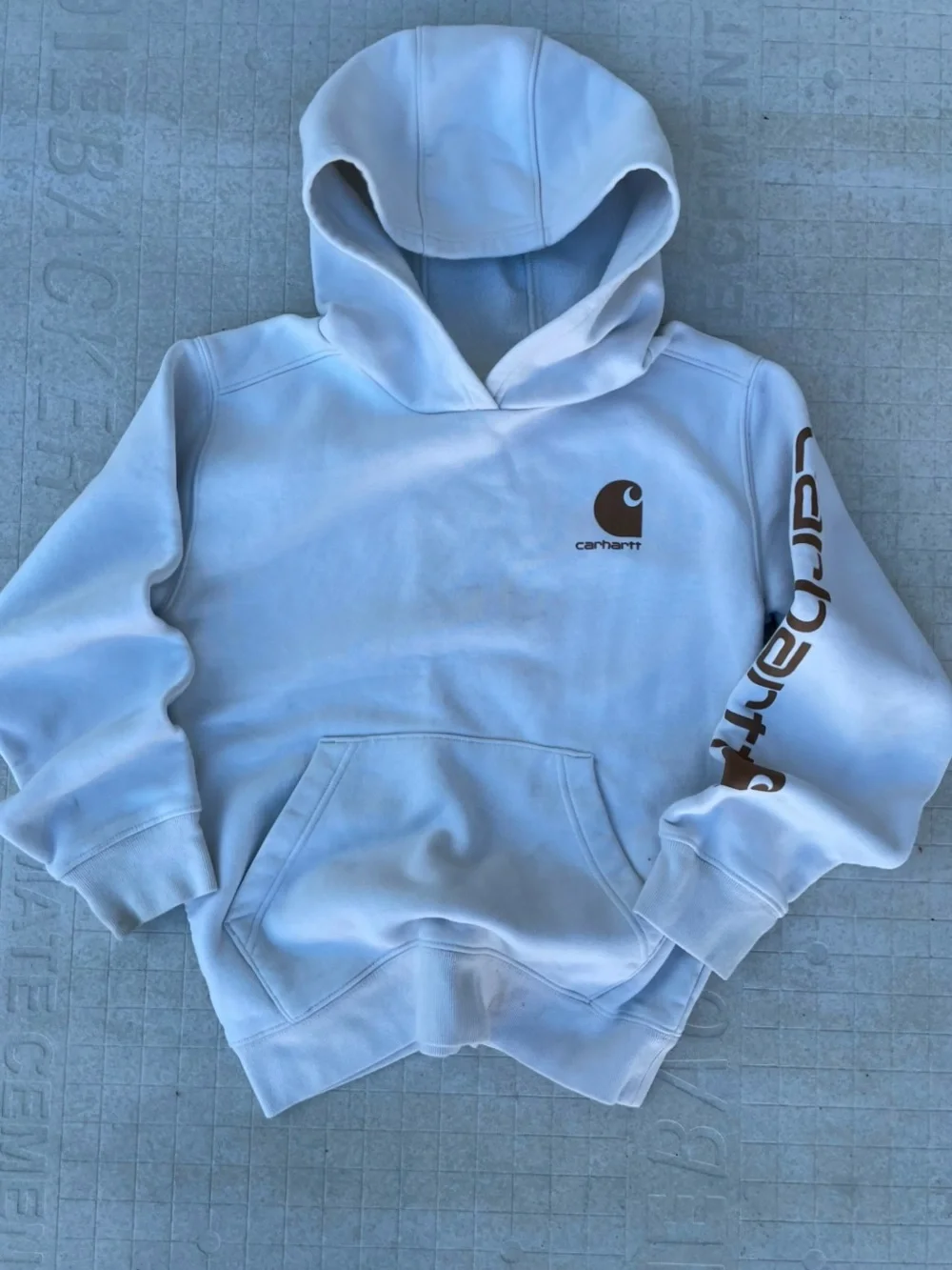 Carhartt Kids Hooded Sweatshirt in Light Blue with Brown Logo